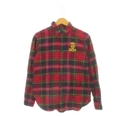 ポロ ラルフローレン POLO RALPH LAUREN 長袖シャツ チェック 総柄 刺繍 子ども服（男の子用） 16 160 赤 レッド /AH9 ■ECE004