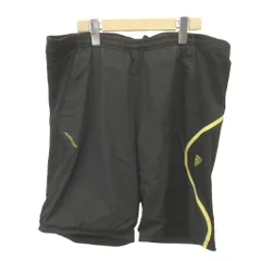 アディダス adidas ハーフパンツ 2XL 黒 ブラック ロゴ入り 曲線ライン /NP ■ECA004