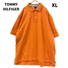 トミーヒルフィガー　メンズポロシャツ　XL 半袖　橙　ポイント刺繡【3427】