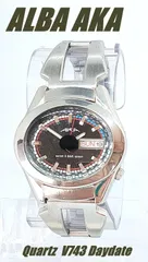 【動作品】SEIKO　セイコーアルバ　AKA　ヴィンテージ　腕時計　デイデイト　クォーツ V743-5A10 (3336-2)のサムネイル