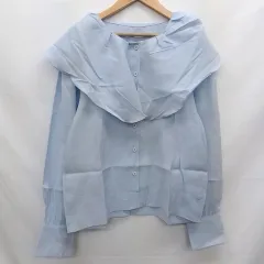 metem select ミームセレクト ラッフルフリルビッグカラーシャツブラウス ブルー F ○□・□〇のサムネイル