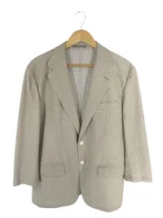 五大陸 gotairiku テーラード ジャケット 麻混 裏地なし 総柄 無地 XL相当 ブラウン QQQ