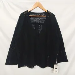 【新品・タグ付き】LEPSIM レプシィム レース編みカーディガン ブラック F ○◇☆
