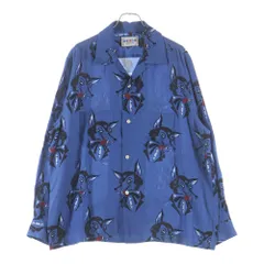 weirdo (ウィアード) VOODOO HEAD - L/S SHIRTS 総柄デザイン 長袖シャツ ブルー WRD-23-SS-07のサムネイル