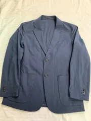 UNIQLO SLIM FIT  感動ジャケット シアサッカー・袖丈着丈標準 ネイビー