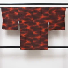 道行コート 袷 身丈83cm 裄丈62cm 正絹 Sランク セミフォーマル Sサイズ 紋意匠 唐草 創作柄 上品 落ち着き 赤系 HP 1237-05634