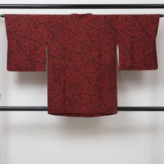 道行コート 袷 身丈83cm 裄丈64cm 正絹 Sランク セミフォーマル Mサイズ 創作柄 スタイリッシュ 存在感 赤系 HP 1237-05685