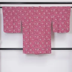道行コート 袷 身丈88cm 裄丈63cm 正絹 Bランク セミフォーマル Sサイズ 植物柄 可憐 ボタニカル ピンク系 HP 1237-05761