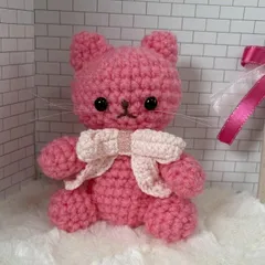 ピンクのネコチャンのあみぐるみ ※ハンドメイド
