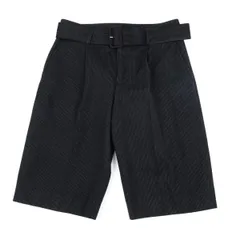 マークバイマークジェイコブスMARC by MARC JACOBS ウール混ストライプベルト付きショートパンツ チャコール黒2のサムネイル