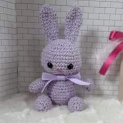 紫の立ち耳うさちゃんのあみぐるみ ※ハンドメイド