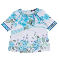 ☆極美品☆LEONARD☆飾りリボン付花柄トップス☆Tシャツ☆40☆コットン