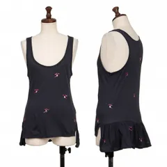 マークバイマークジェイコブスMARC by MARC JACOBS コットンビジュー装飾バックギャザータンクトップ ピンク 紺XS