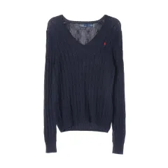 ポロ ラルフローレン 新モデル ピマ コットン ケーブル ニット Vネック セーター ネイビー