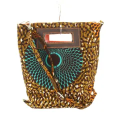 リッチーエブリデイ RICCI EVERYDAY アロケバッグ ビッグアイ ショルダーバッグ トートバッグ ハンドバッグ クラッチバッグ 4WAY 総柄 茶 ブラウン 緑 グリーン /KU