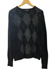 DOCKERS (ドッカーズ) アーガイル柄アクリルニット セーター レーヨン混 00S 古着 M ブラック×グレー メンズ/027のサムネイル