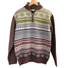 バーニーズ ニューヨーク Barneys New York ニット ハーフジップ 長袖 ノルディック Mサイズ ブラウン系 993854のサムネイル