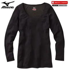 ミズノ MIZUNO ブレスサーモ　ライトウエイト ラウンドネック長袖シャツ 女性用 ブラック[A2JA570109]