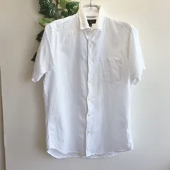 美品✨ バナナ リパブリック BANANA REPUBLIC ワイシャツ 半袖 シャツ 白 ホワイト リネン 麻 混 リネン 混 スリムフィット 無地 シンプル ベーシック きれいめ オフィス カジュアル 軽量 涼しい 薄手 ナチュラル 清潔感 爽やか