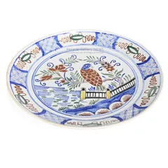 ● デルフト アンティーク絵皿 東洋 花鳥 Dutch Delft Charger orientalのサムネイル