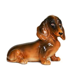 ● 大きなダックスフンドの陶器人形 ワイド約38cm 犬 置物 オブジェ