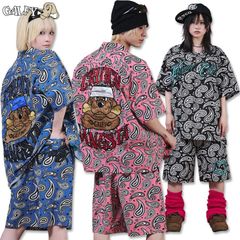 し*ん様 GALFY ペイズリー柄 アロハシャツ セットアップピンク - メルカリ