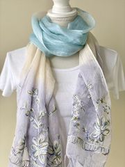 小原洋子 刺繍柄のストール 綿100% ターコイズ 小原洋子 刺繍柄のストール 綿100% ターコイズ - メルカリ
