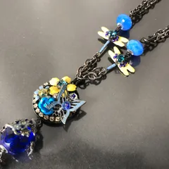 SATELLITE サテリット トンボ ロングネックレス ペンダント シルバーカラー 青 ブルー 蝶 花 おしゃれ 個性的 デザイン レディースアクセサリー■S339のサムネイル