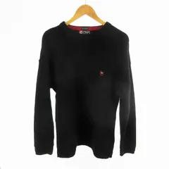 チャップス CHAPS RALPH LAUREN ラルフローレン S 手織り ヘリンボーン セーター ニット ロゴ 刺繍 黒 ブラック レッド コットン 90s ヴィンテージ オールド