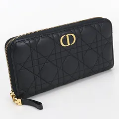 DIOR ディオール スリムロングウォレット ディオール カロ 長財布ラウンドファスナー レザー【中古】 レディース