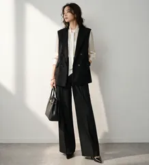 【極美品】【2022年商品】allureville アルアバイル サイズ2 ブラック ノンウールツイード ジレ ベスト 上品 美シルエット 通勤 セレモニー オールシーズン 重ね着のサムネイル