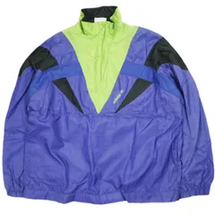 adidas アディダス 00s ナイロンハーフジップジャケット L程度 パープル ヴィンテージ プルオーバー ウインドブレーカー アウター g24156