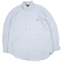 RALPH LAUREN ラルフローレン 80-90s BIG SHIRT ポニー刺繍オックスフォードBDシャツ M SAX BLUE 長袖 ボタンダウン ヴィンテージ トップス g24152