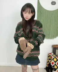 ハーフジップ フード ニット