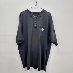 Y274 carhartt カーハート 2XL ブラック Loose Fit Heavyweight Short Sleeve Poket Henly T-Shirt  (K84) ヘンリーネック ワンポイントロゴ ポケット ワークウェア 古着卸 アメリカ仕入