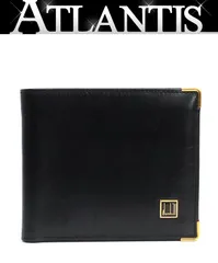 【広尾店】ダンヒル Dunhill オックスフォード 二つ折り財布 黒 レザー G金具 【19014】