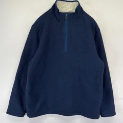 古着 オービス ORVIS ニット ハーフジップ アウトドア 袖タグロゴ プルオーバー ボアライナー フリース M  ネイビー系 メンズのサムネイル
