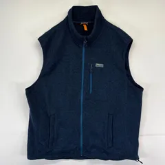 古着 オービス ORVIS ニット フルジップ ワンポイントロゴ ベスト 胸ポケット 大きいサイズ 2XL  ネイビー系 メンズのサムネイル