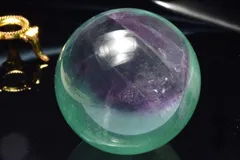 【１点物】希少◇大玉 フェザーインフローライト　47mm　丸玉(台座付き) スフィア パワーストーン 天然石 _CG7540【宅急便】