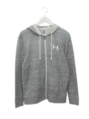 アンダーアーマー UNDER ARMOUR ジップアップパーカー M カットソー フーディ ロゴプリント グレー トップス