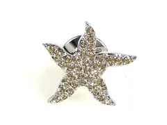 美品　スワロフスキー　SWAROVSKI 　カラークリスタル　スターフィッシュ　パヴェ　ピンブローチ　イエロー×シルバーカラー　送料無料