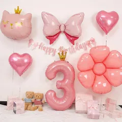 【人気商品】3歳 誕生日 飾り付け、女の子 バースデー 飾り 誕生日 バルーン 飾り バルーンフラワー 誕生日 かざりつけ 女の子