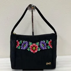 2056　FEILER　フェイラー　トートバッグ　ハンドバッグ　ワンハンド　ワンショルダー　シュニール織り　メッシュ　ブラック　黒　花柄　アネモネ　レディース　シンプル　きれいめ　上品