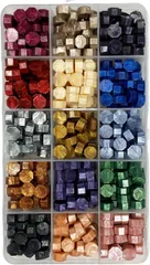 SREGIT シーリングワックス シーリングスタンプ セット カラー豊富 ビーズ (メタリック,  15色セット)