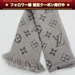 ルイヴィトン M74742 モノグラム マフラー エシャルプ ロゴマニア グレー