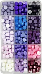 SREGIT シーリングワックス シーリングスタンプ セット カラー豊富 ビーズ (パープル,  15色セット)