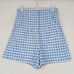 ZARA レディース ハイウエスト ハウンドトゥース ハーフパンツ (XS)