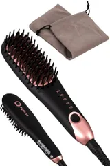 Agetuya アゲツヤ ヒートブラシ ポータブル ミニブラシ アイロン ブラック | 海外対応 ストレート ヘアアイロン 軽量 痛まない プロ仕様 210℃/ 3256682b