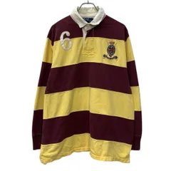 90s Polo by Ralph Lauren 長袖 ラガーシャツ XL イエロー ポロバイラルフローレン ハーフボタン ボーダー 90年代 春秋物 a804-5874