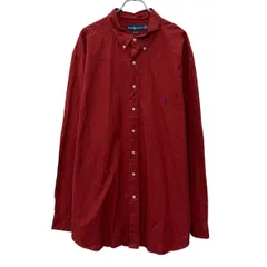90s Ralph Lauren 長袖 無地シャツ 3XLT レッド ラルフローレン ボタンダウン 90年代 ポニー刺繍 シンプル 春秋物 a804-5883